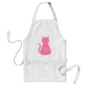 Pretty Pink Baby Girl Cat Custom Adult Apron