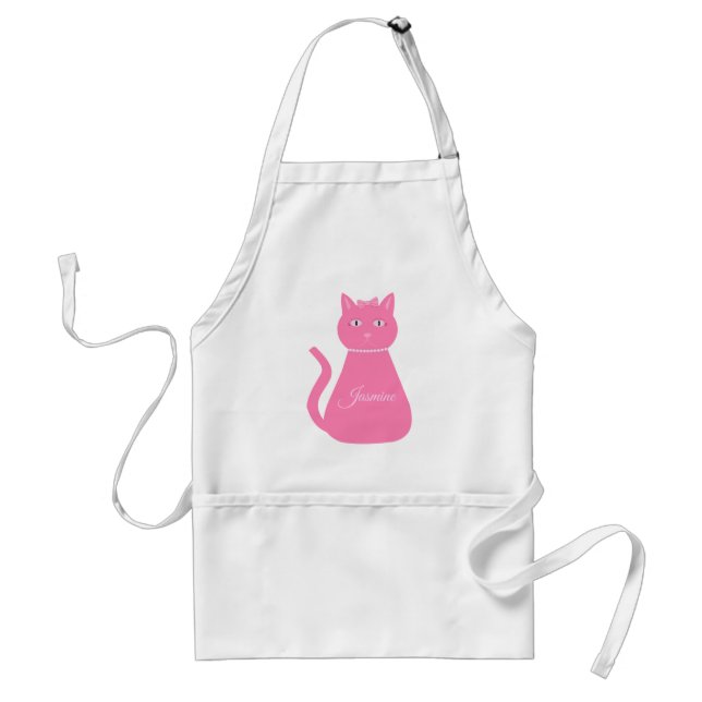 Pretty Pink Baby Girl Cat Custom Adult Apron (Front)