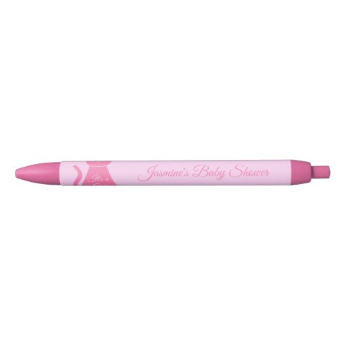 Pretty Pink Baby Girl Cat Custom Baby Shower Black Ink Pen