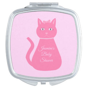 Pretty Pink Baby Girl Cat Custom Baby Shower Compact Mirror