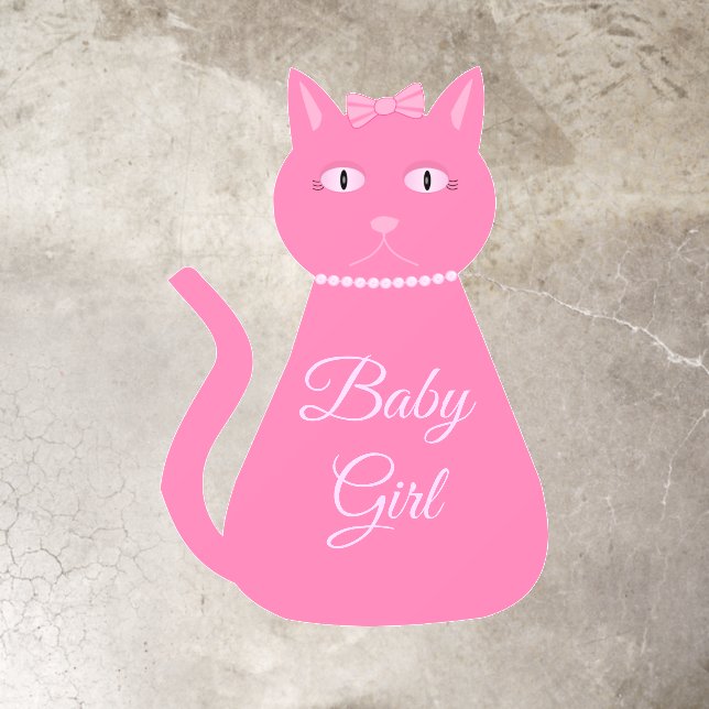 Pretty Pink Baby Girl Cat Custom Baby Shower Floor Decals (Insitu)