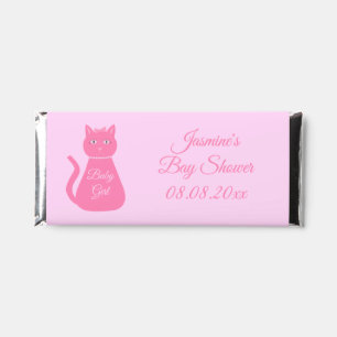 Pretty Pink Baby Girl Cat Custom Baby Shower Hershey Bar Favors