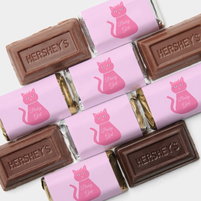 Pretty Pink Baby Girl Cat Custom Baby Shower Hershey's Miniatures (Assorted)