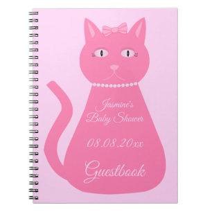 Pretty Pink Baby Girl Cat Custom Baby Shower Notebook