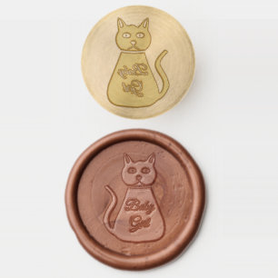Pretty Pink Baby Girl Cat Custom Baby Shower Wax Seal Stamp