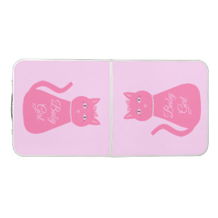 Pretty Pink Baby Girl Cat Custom Beer Pong Table