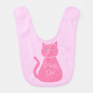 Pretty Pink Baby Girl Cat Custom Bib