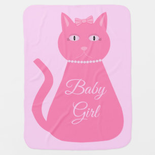 Pretty Pink Baby Girl Cat Custom Blanket