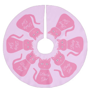 Pretty Pink Baby Girl Cat Custom Brushed Polyester Tree Skirt