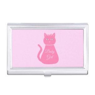 Pretty Pink Baby Girl Cat Custom Business Card Case