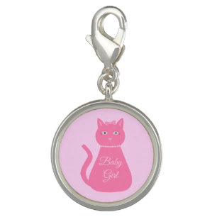Pretty Pink Baby Girl Cat Custom Charm