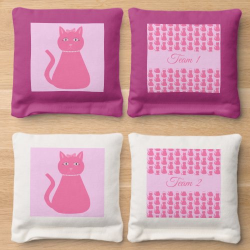 Pretty Pink Baby Girl Cat Custom Cornhole Bags