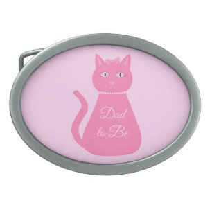 Pretty Pink Baby Girl Cat Custom Dad to Be Belt Buckle