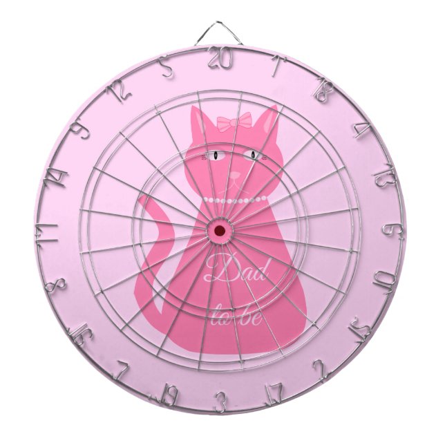 Pretty Pink Baby Girl Cat Custom Dad to be Dart Board (Front)