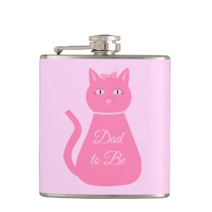 Pretty Pink Baby Girl Cat Custom Dad to Be Flask