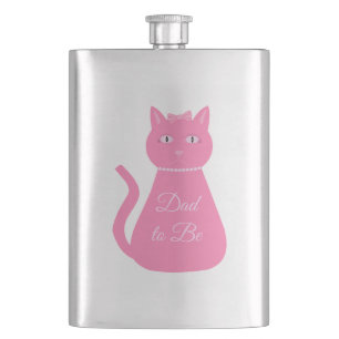 Pretty Pink Baby Girl Cat Custom Dad to be Flask