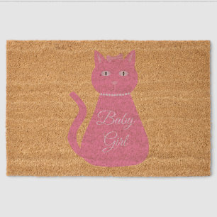Pretty Pink Baby Girl Cat Custom Fiber Doormat