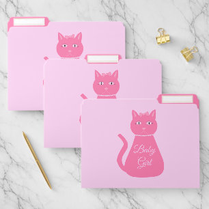 Pretty Pink Baby Girl Cat Custom File Folder