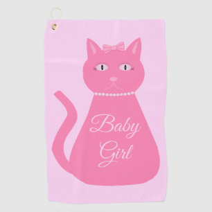 Pretty Pink Baby Girl Cat Custom Golf Towel