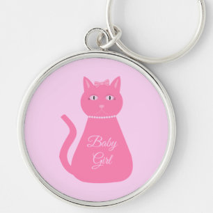 Pretty Pink Baby Girl Cat Custom Keychain