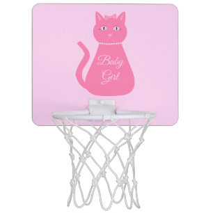 Pretty Pink Baby Girl Cat Custom Mini Basketball Hoop