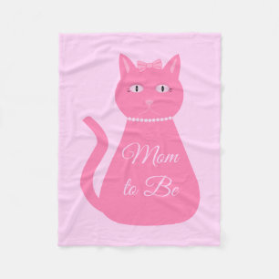 Pretty Pink Baby Girl Cat Custom Mom to be Fleece Blanket