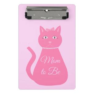 Pretty Pink Baby Girl Cat Custom Mom to be Mini Clipboard