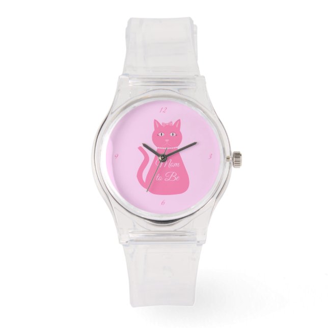 Pretty Pink Baby Girl Cat Custom Mom to be. Watch (Front)