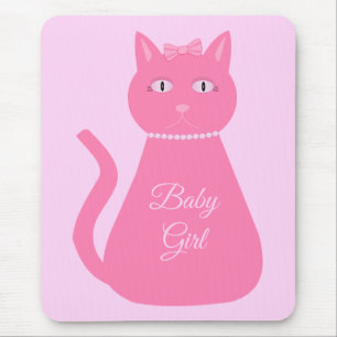 Pretty Pink Baby Girl Cat Custom Mouse Pad