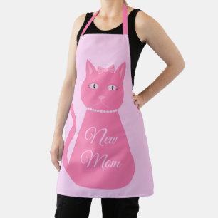 Pretty Pink Baby Girl Cat Custom New Mom Apron