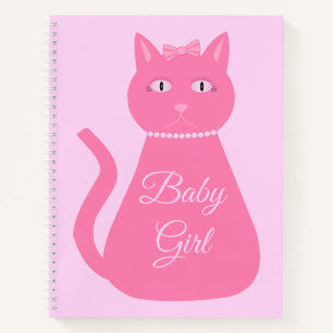 Pretty Pink Baby Girl Cat Custom Notebook