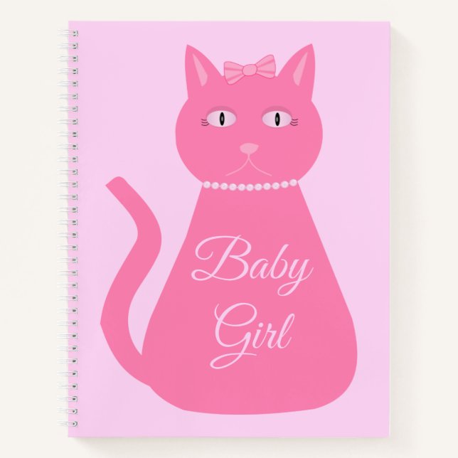 Pretty Pink Baby Girl Cat Custom Notebook (Front)
