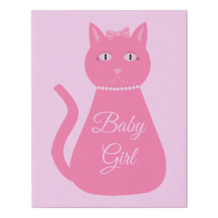 Pretty Pink Baby Girl Cat Custom Nursery Faux Canvas Print