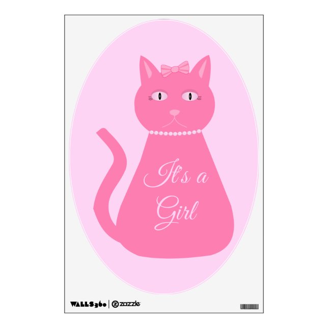 Pretty Pink Baby Girl Cat Custom Nursery Wall Decal (Front)