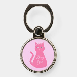 Pretty Pink Baby Girl Cat Custom Phone Ring Stand