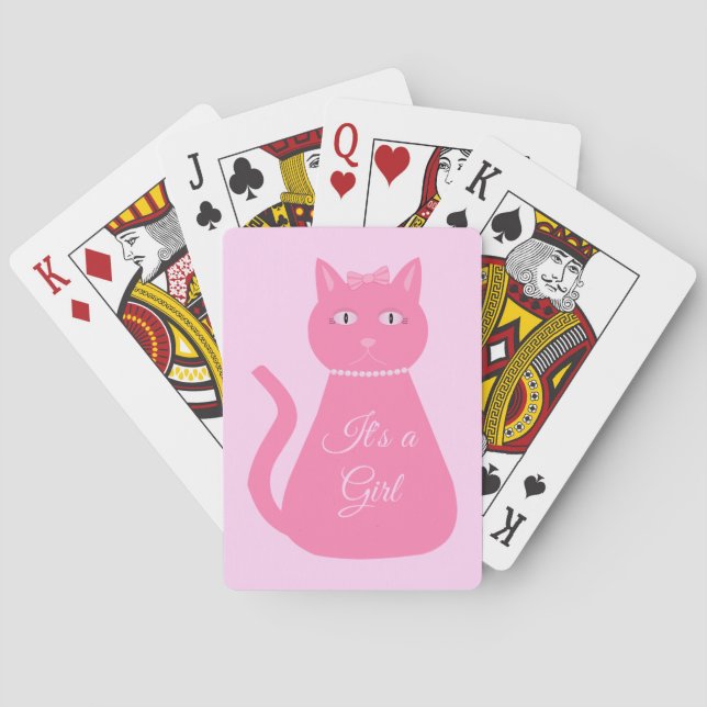 Pretty Pink Baby Girl Cat Custom Poker Cards (Back)