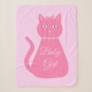 Pretty Pink Baby Girl Cat Custom Sherpa Blanket