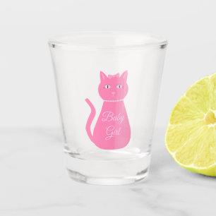 Pretty Pink Baby Girl Cat Custom Shot Glass