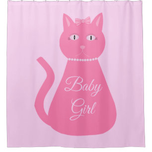 Pretty Pink Baby Girl Cat Custom Shower Curtain