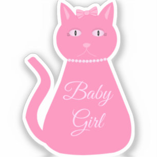 Pretty Pink Baby Girl Cat Custom Sticker