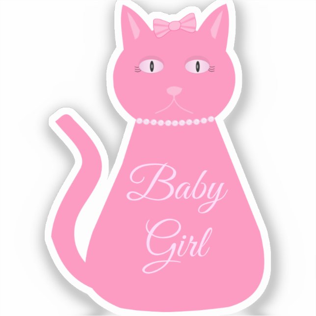 Pretty Pink Baby Girl Cat Custom Sticker (Front)