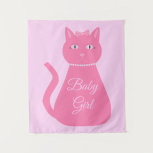 Pretty Pink Baby Girl Cat Custom Tapestry