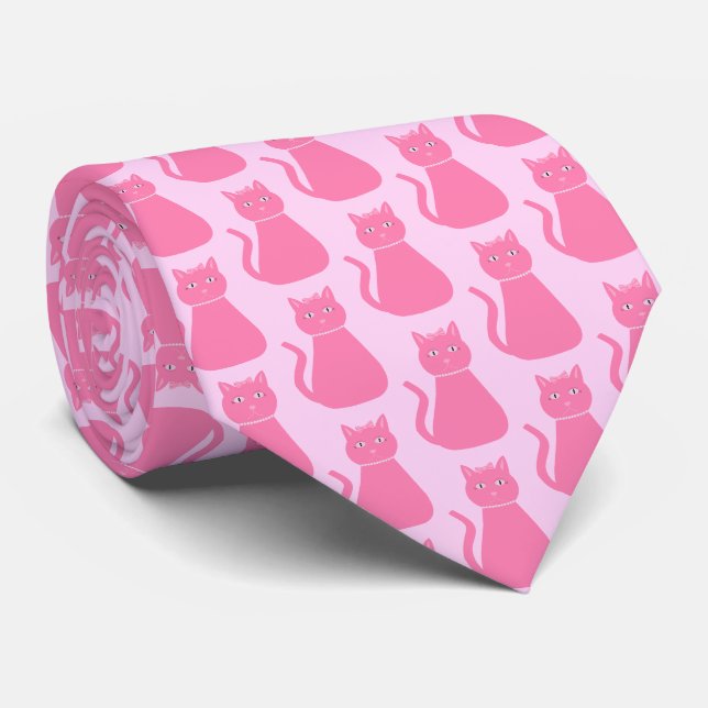 Pretty Pink Baby Girl Cat Dad to Be Neck Tie (Rolled)
