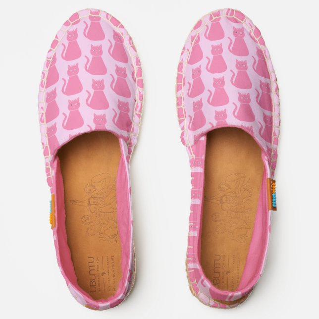 Pretty Pink Baby Girl Cat Patterned Espadrilles (Front)