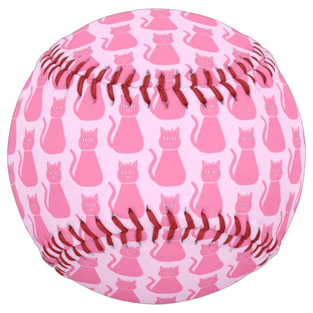 Pretty Pink Baby Girl Cat Patterned Softball (Front)