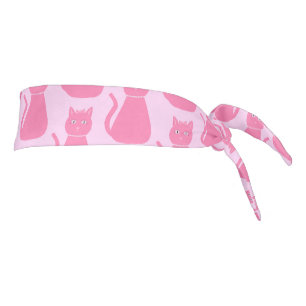 Pretty Pink Baby Girl Cat Patterned Tie Headband