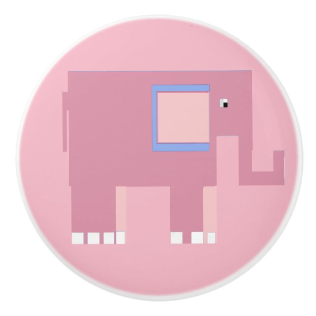 Pretty Pink baby girl elephant Ceramic Knob (Front)