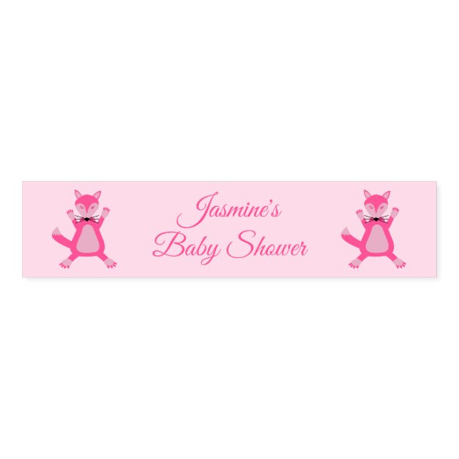 Pretty Pink Baby Girl Fox Baby Shower Custom Napkin Bands (Unfolded)