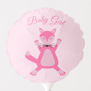 Pretty Pink Baby Girl Fox Custom Baby Shower Balloon