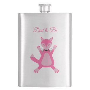 Pretty Pink Baby Girl Fox Custom Dad to Be Flask
